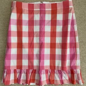 NWOT JCrew Pink & Orange Plaid Ruffle Skirt